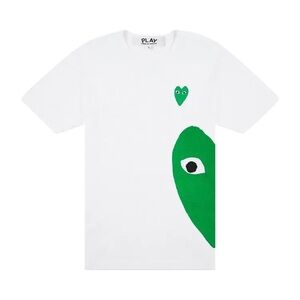 NWOT Comme Des Garçon PLAY Half Green Vertical Heart Shirt